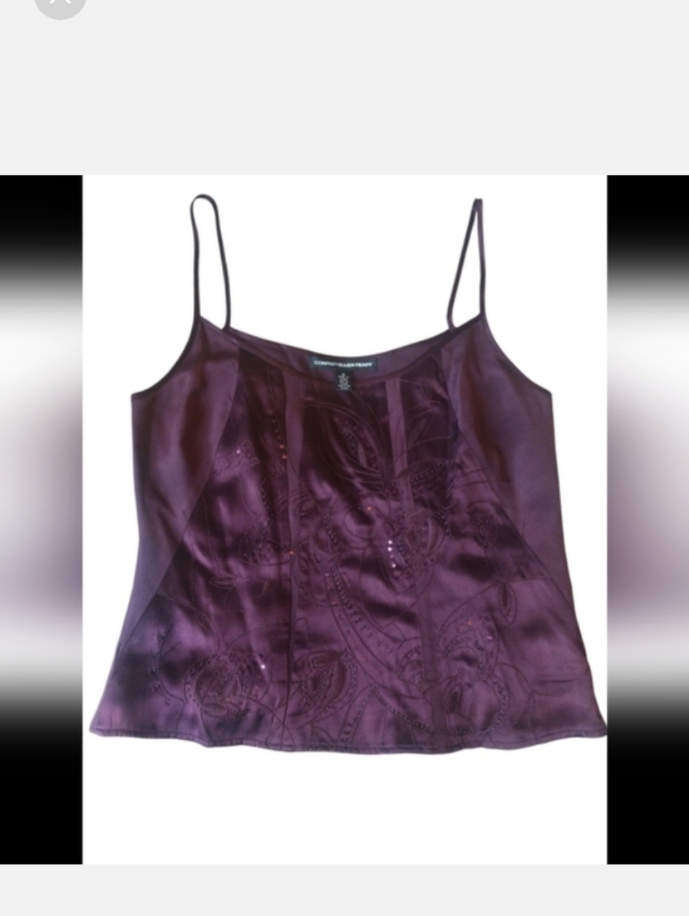 Y2K vintage silk embroidered Beaded sequin Magenta camisole